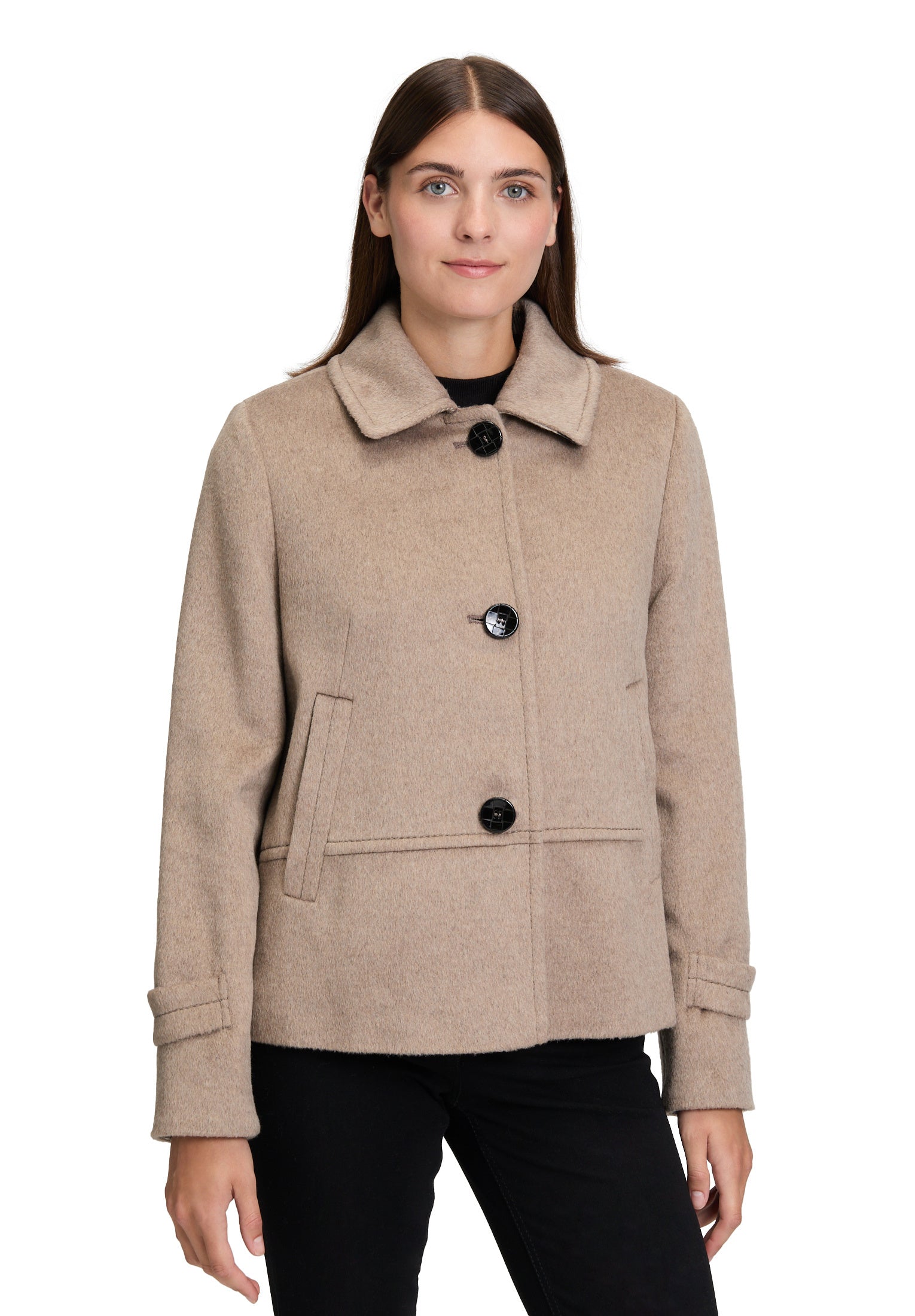 Übergangsjacke aus Wollmix - 7714-Taupe Melange - Braun