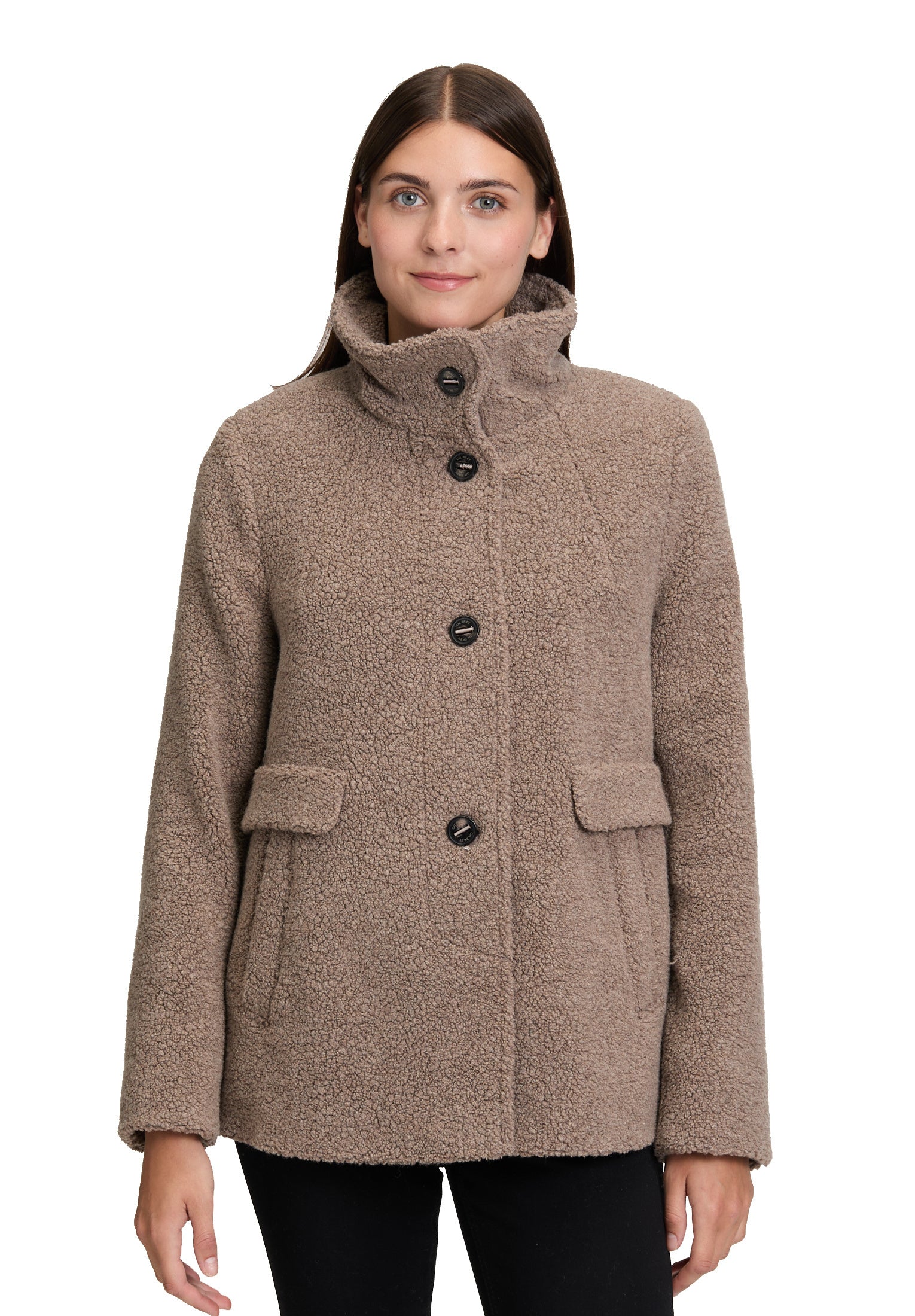 Teddyjacke aus Wollmix - 7714-Taupe Melange - Braun
