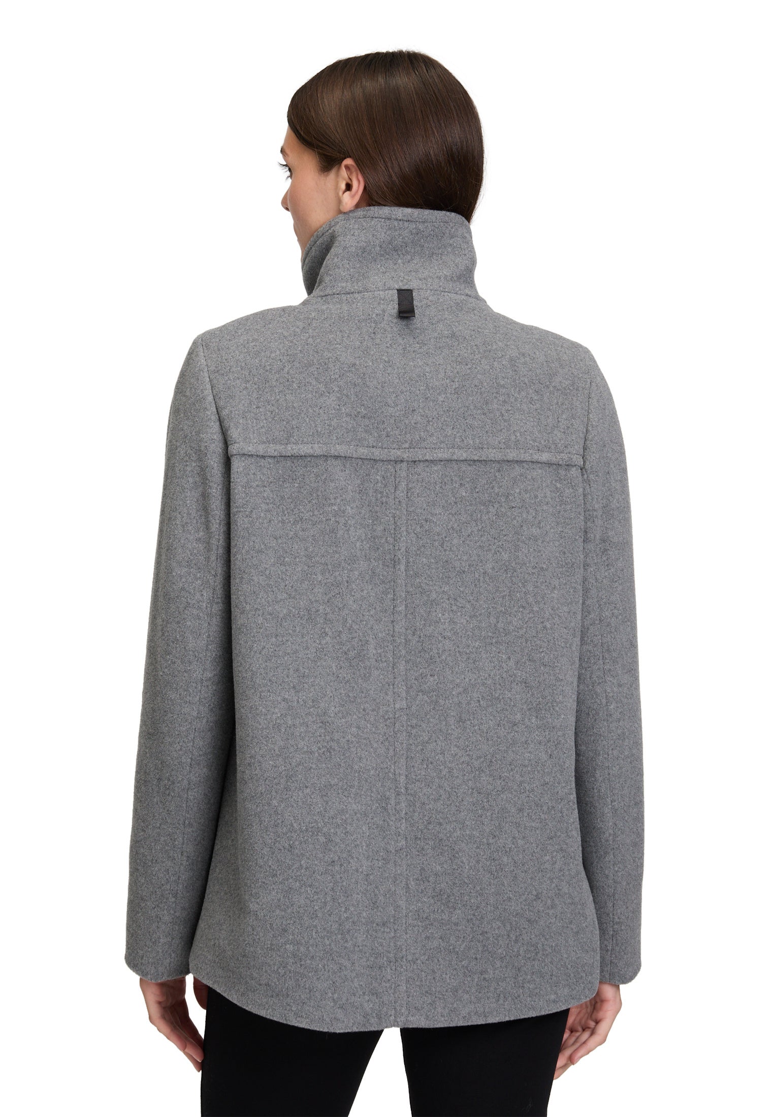 Wolljacke mit Stehkragen - 9709-Light Grey Melange - Grau