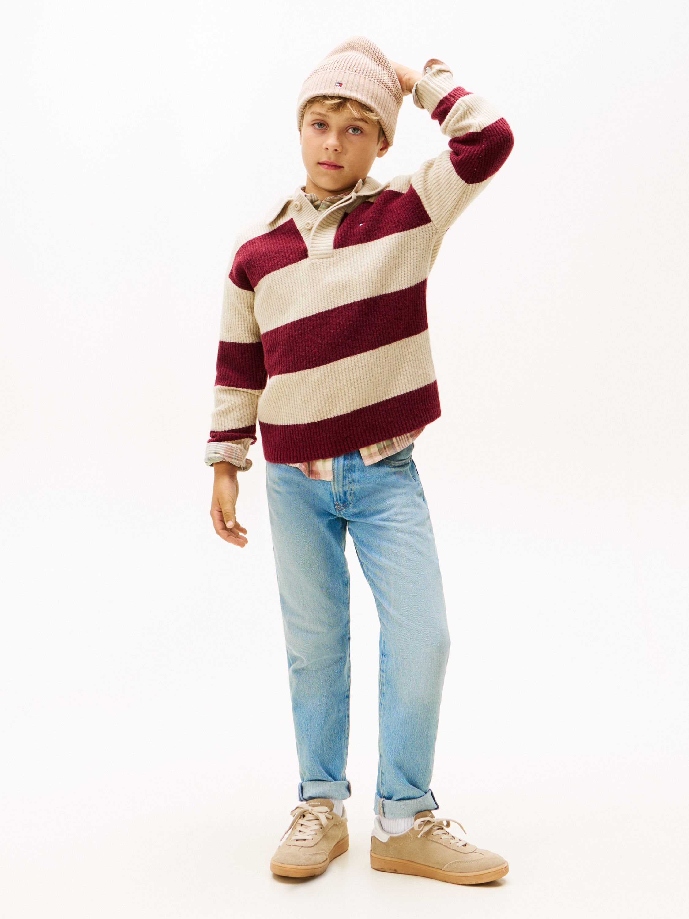 Strickpullover gestreift - VK0-PURPLE - Rot