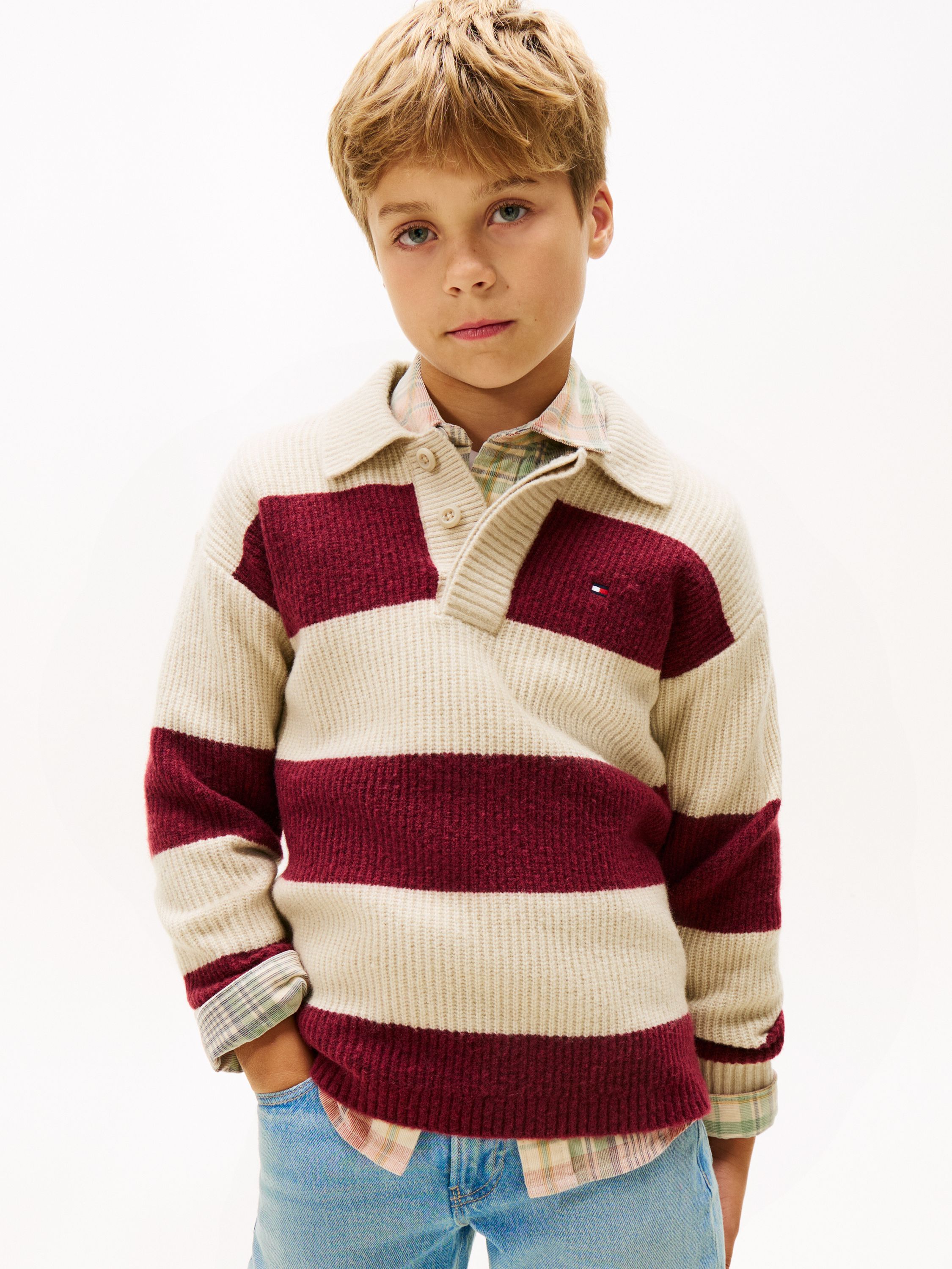 Strickpullover gestreift - VK0-PURPLE - Rot