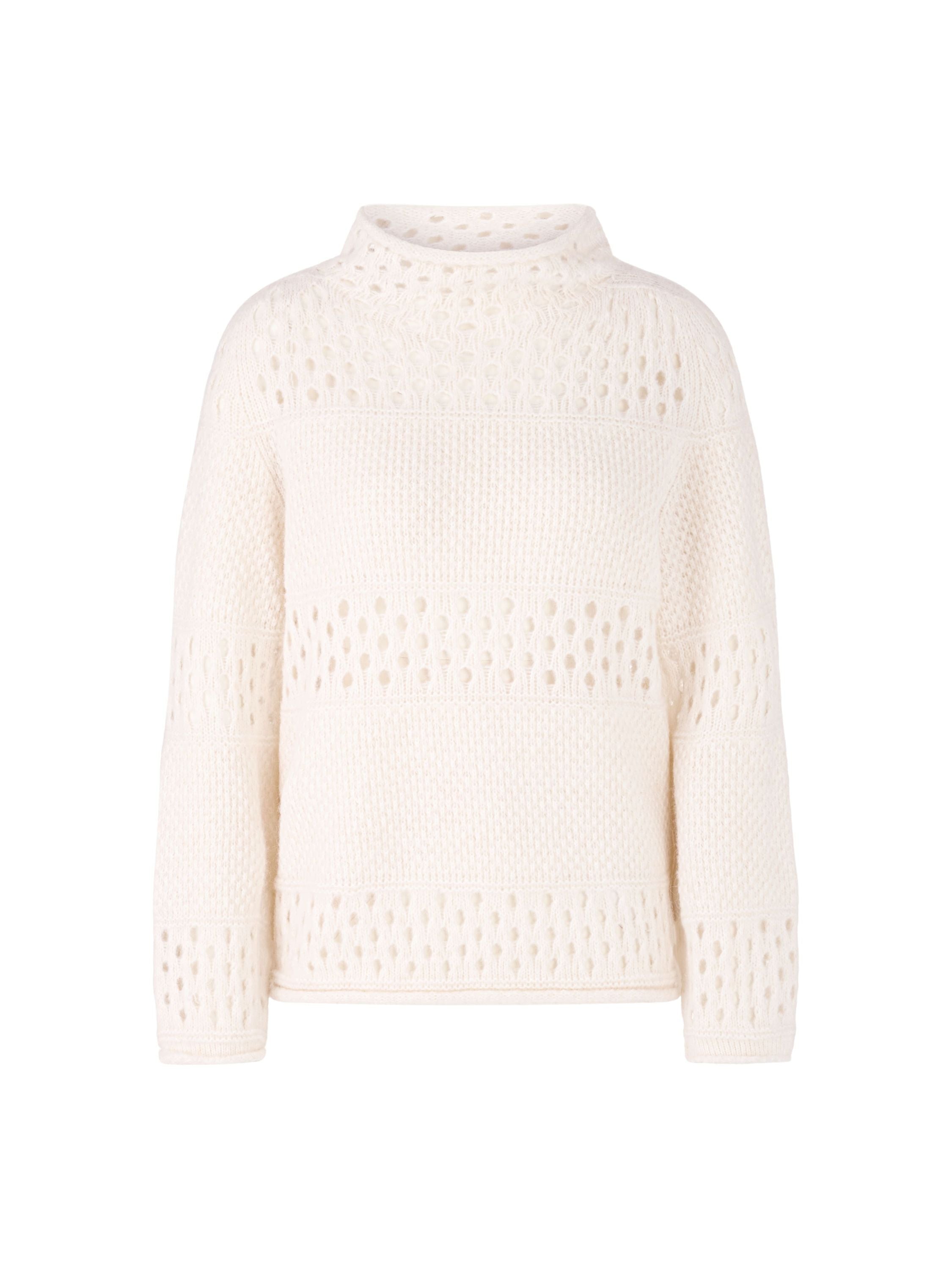 Strickpullover aus Alpakamix - 110 - Creme
