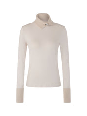 Longsleeve mit gestricktem Kragen - 182 - Creme