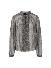 Bluse gemustert mit Rüschen - 836 - Grau