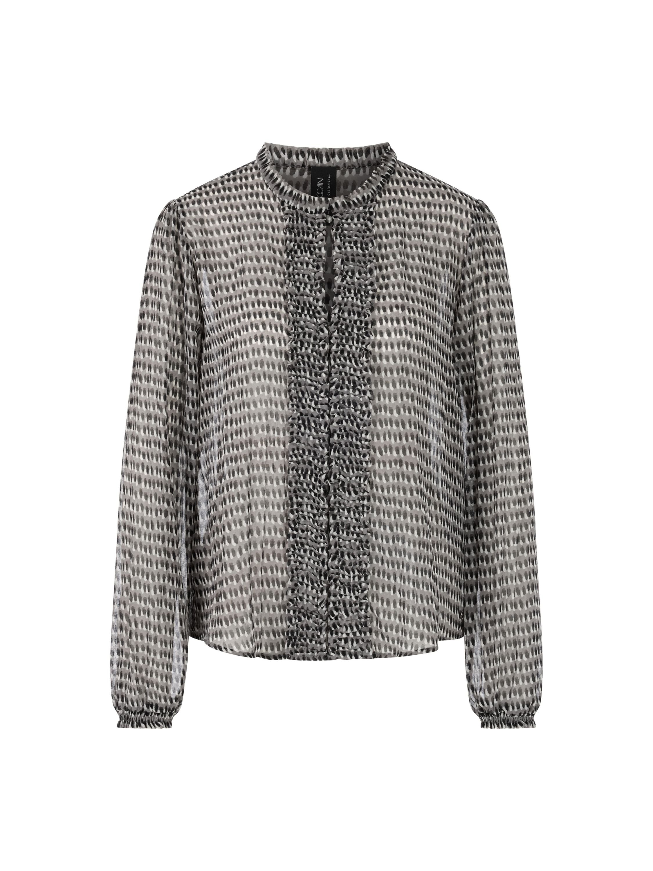 Bluse gemustert mit Rüschen - 836 - Grau