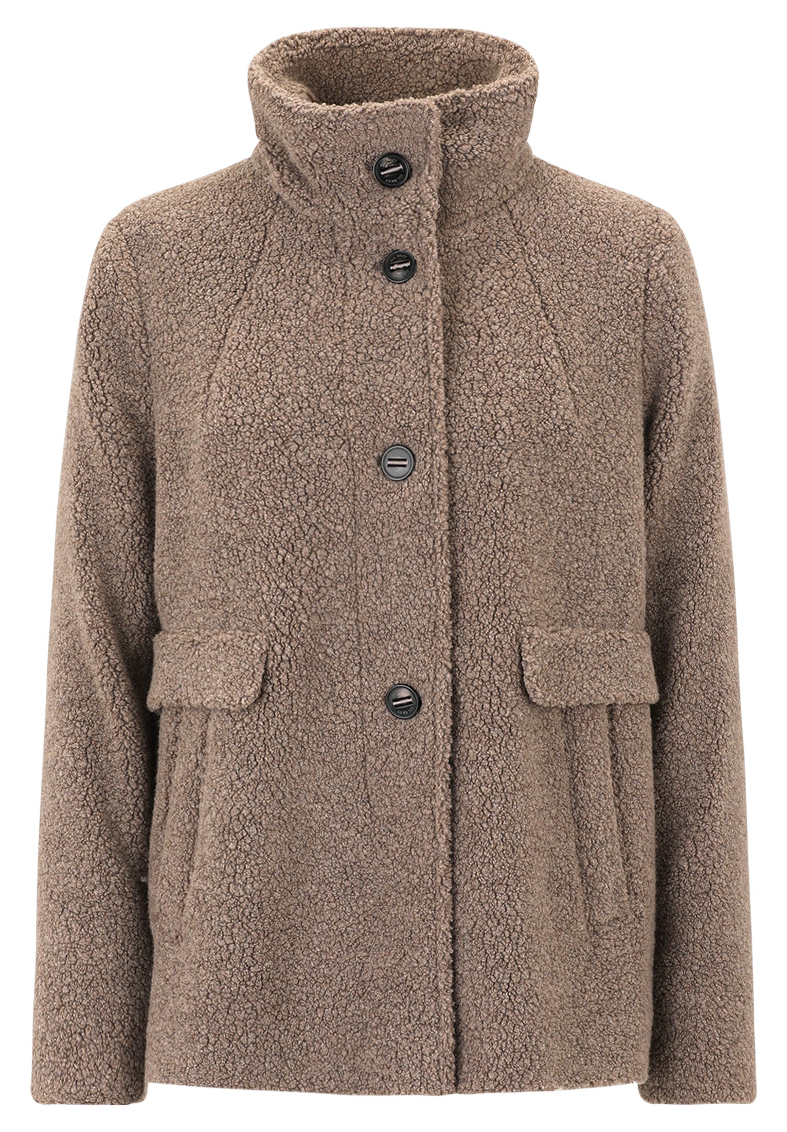 Teddyjacke aus Wollmix - 7714-Taupe Melange - Braun