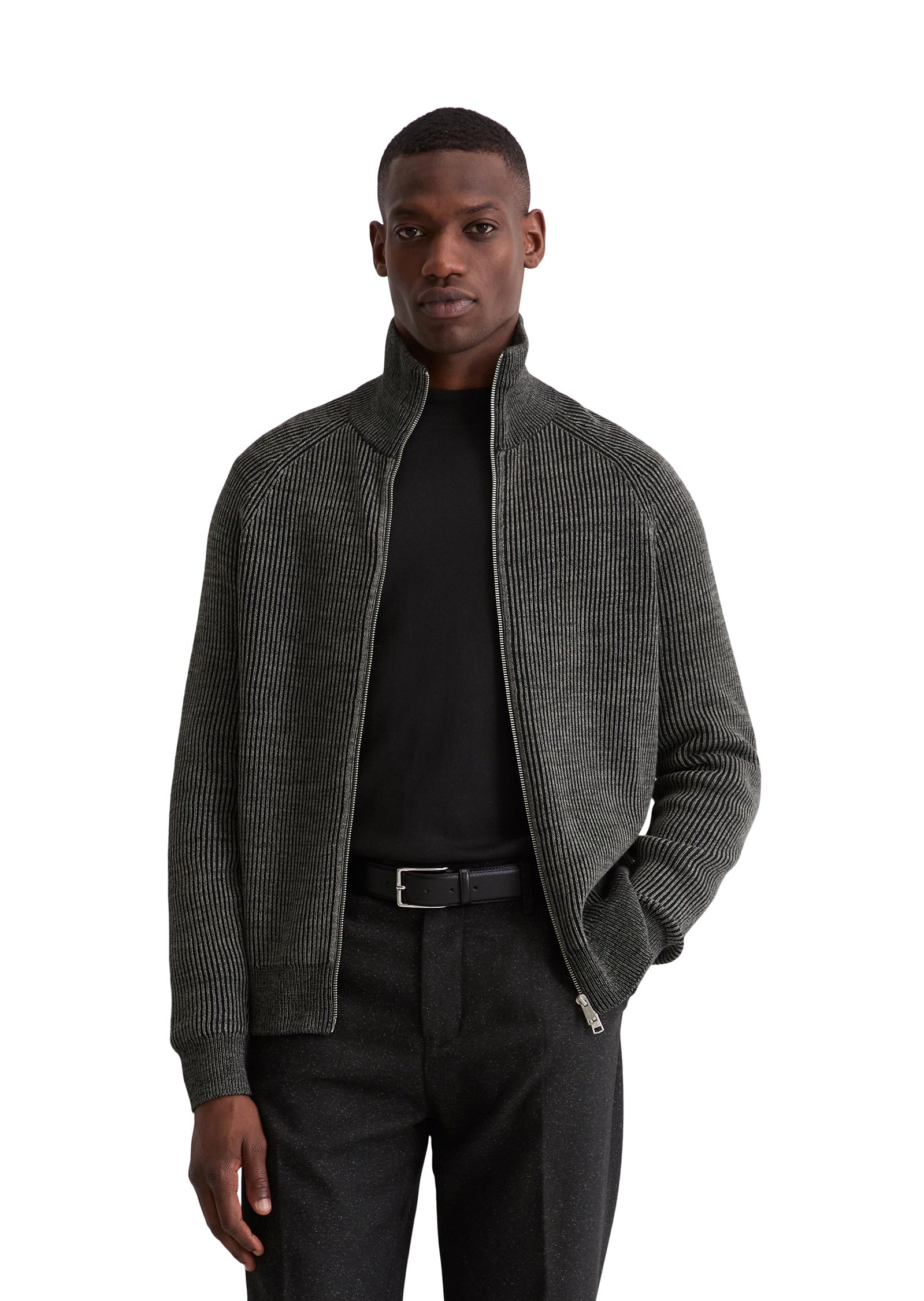 Strickjacke mit Zipper - Z51-multi/heavy knit - Grau