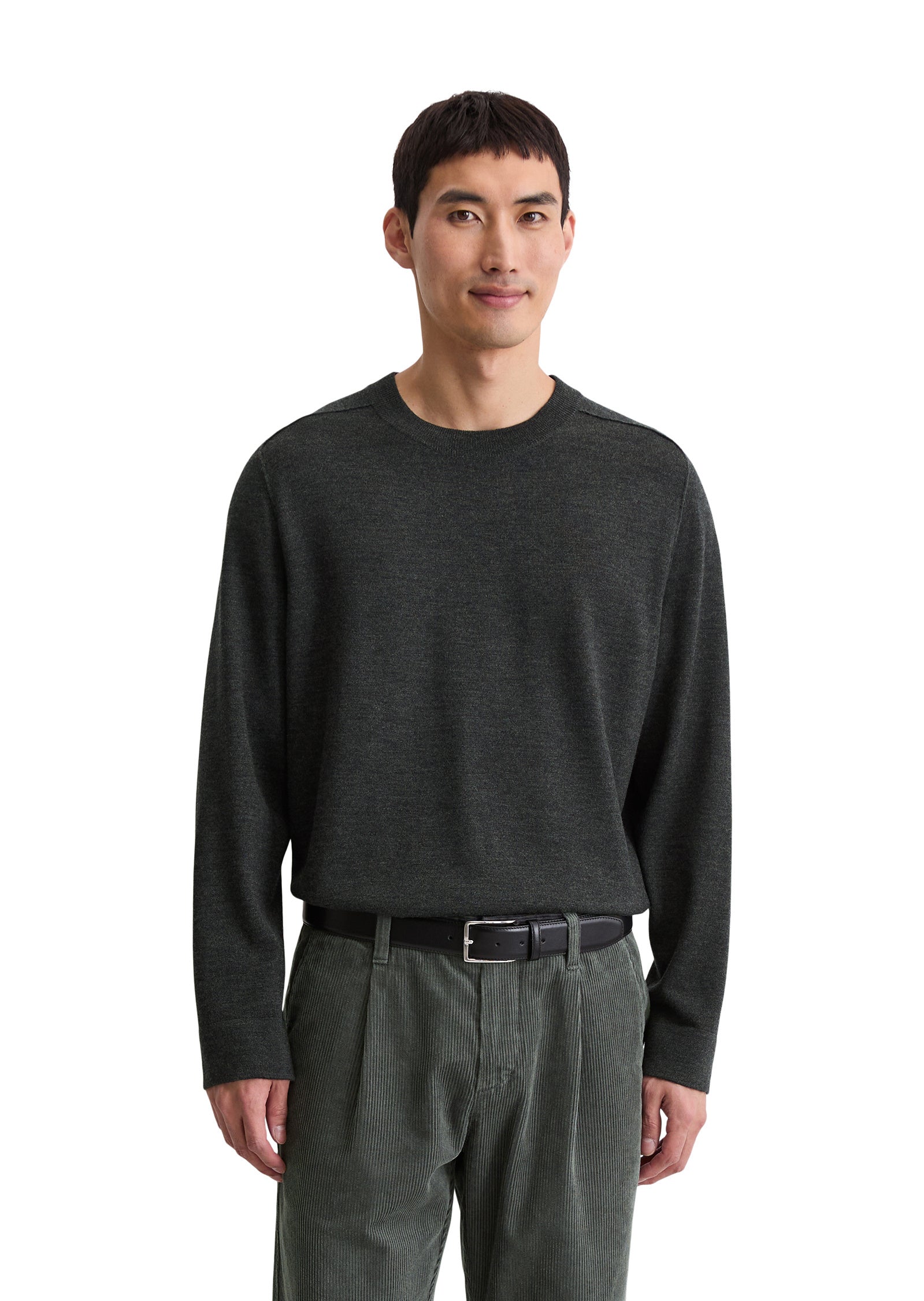 Strickpullover aus Schurwolle - 989-dark grey melange - Grau