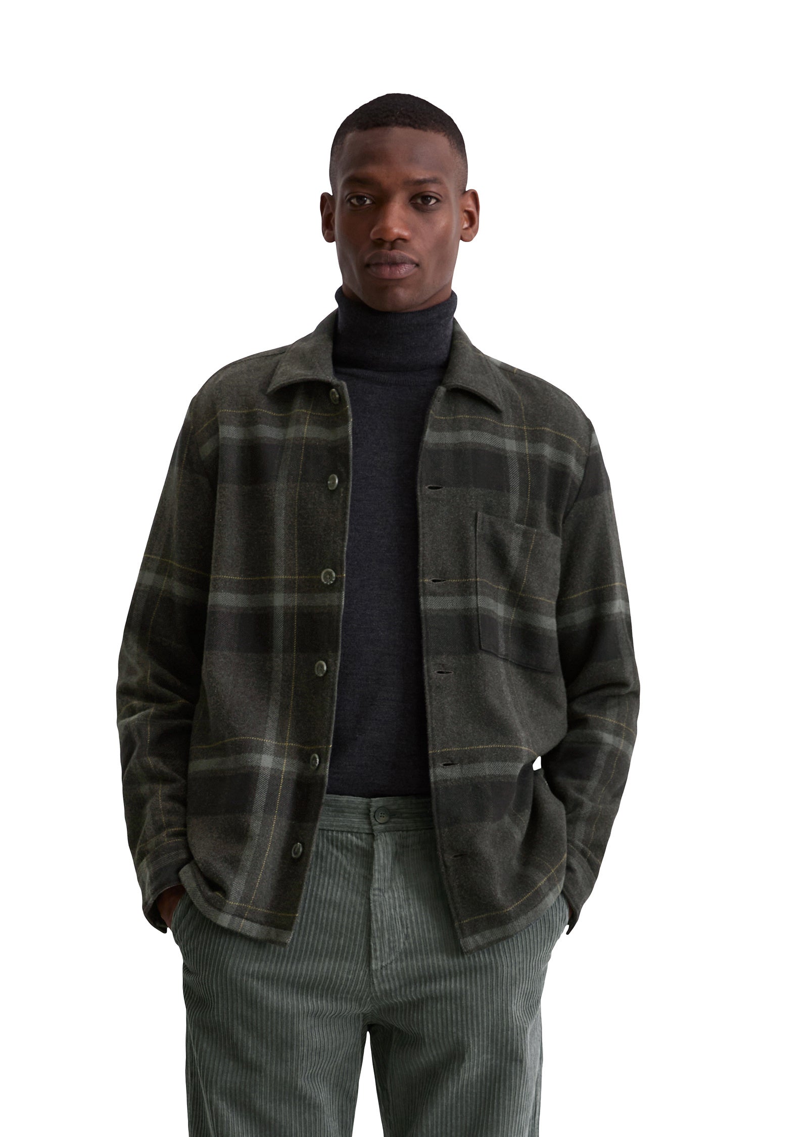 Overshirt aus Baumwolle - G97-multi/ dark grey melange - Grau