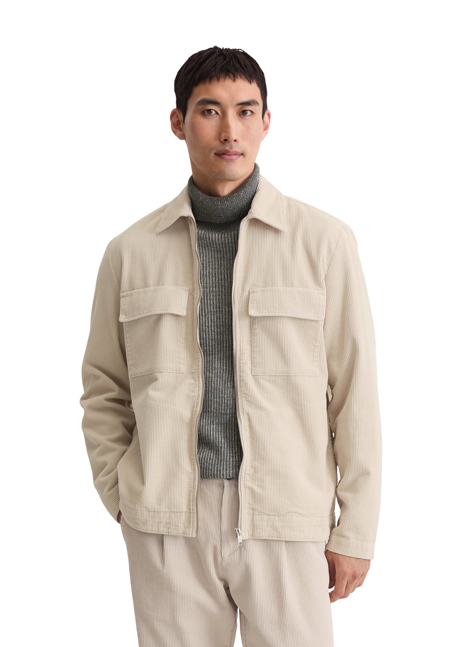 Overshirt aus Cord - 707-gray silk - Beige