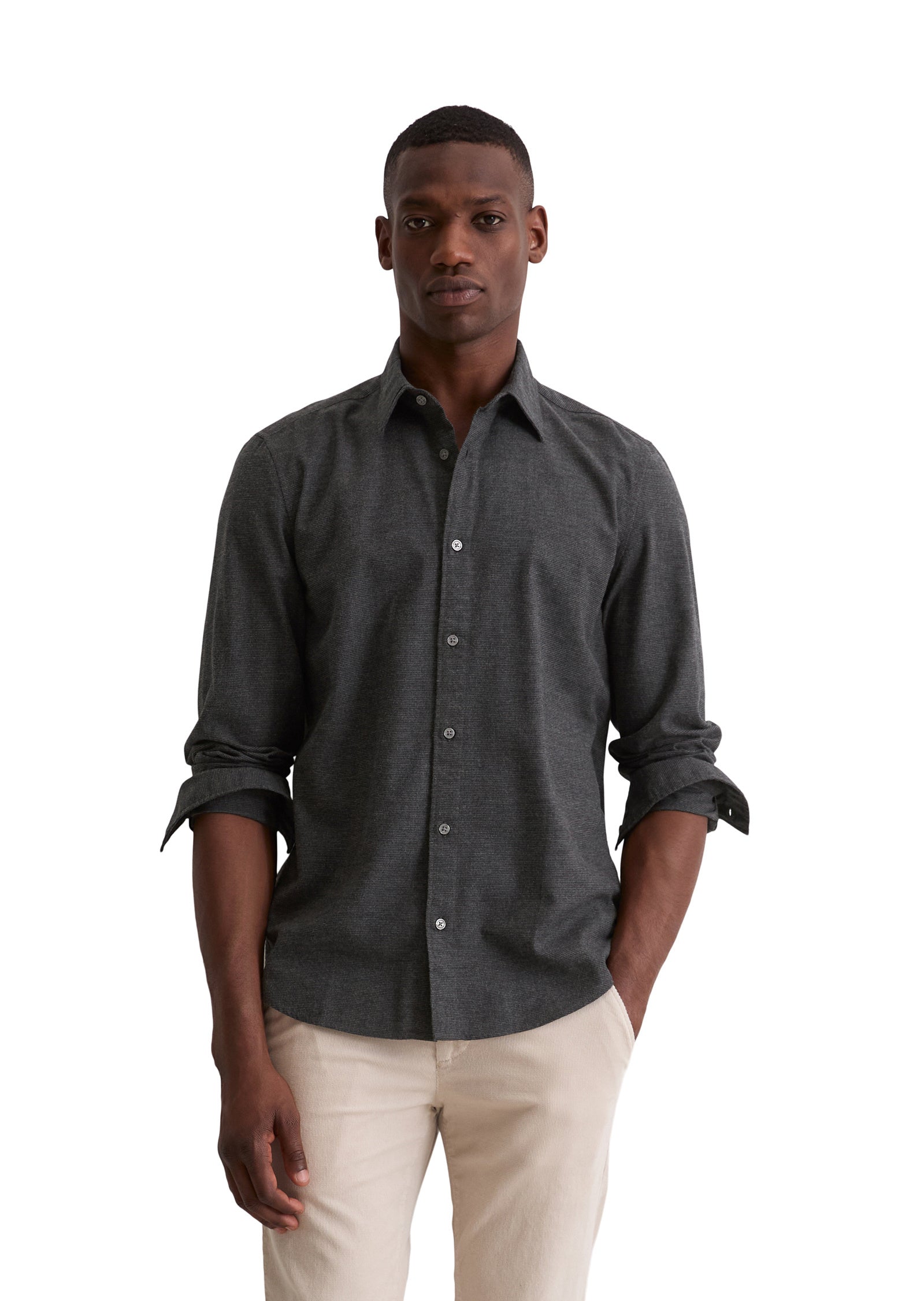 Freizeithemd Shaped Fit - J96-multi/dark grey melange - Grau