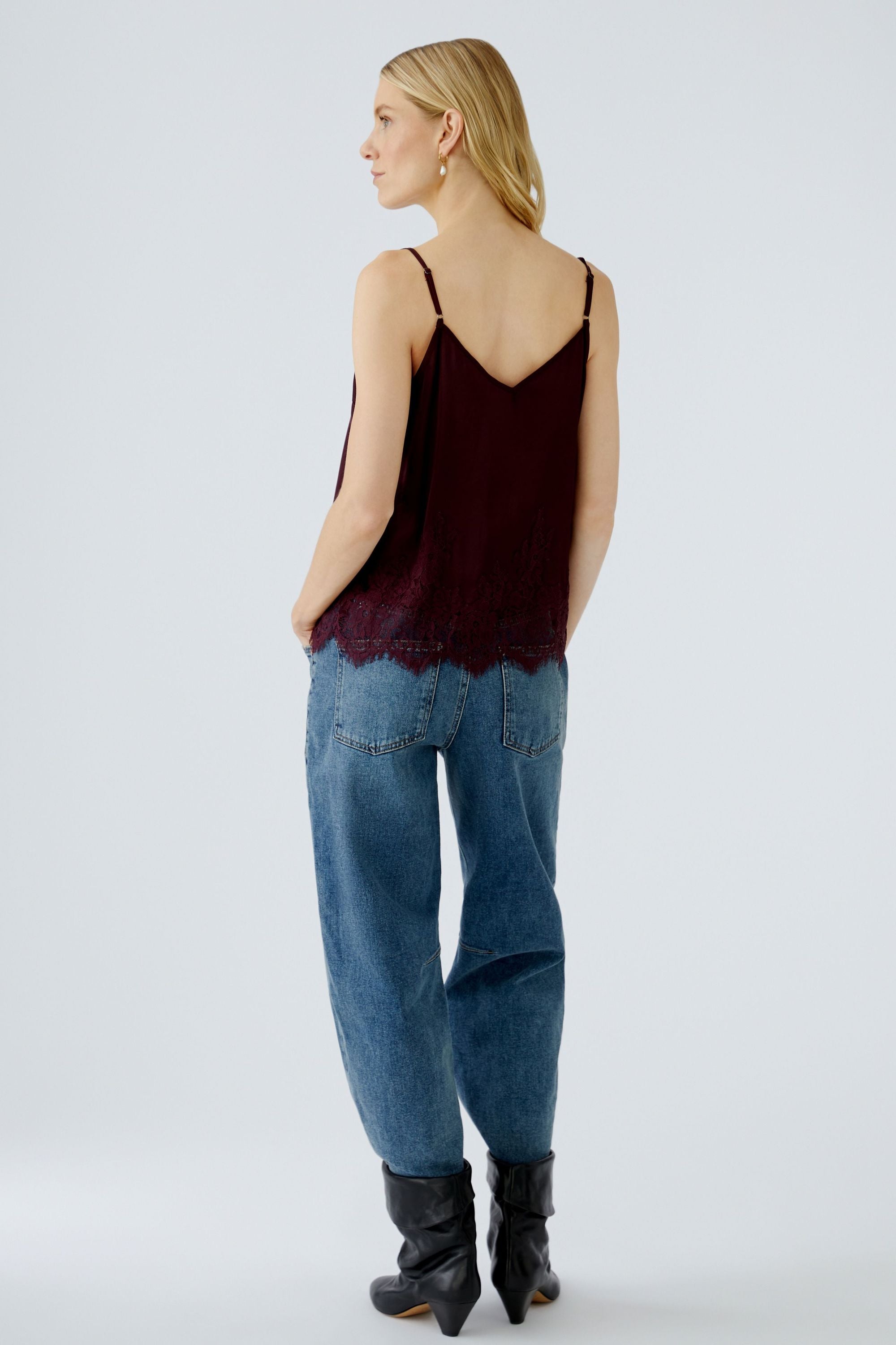 Spitzentop aus Viskosemix - 3912-bramble berry - Violett