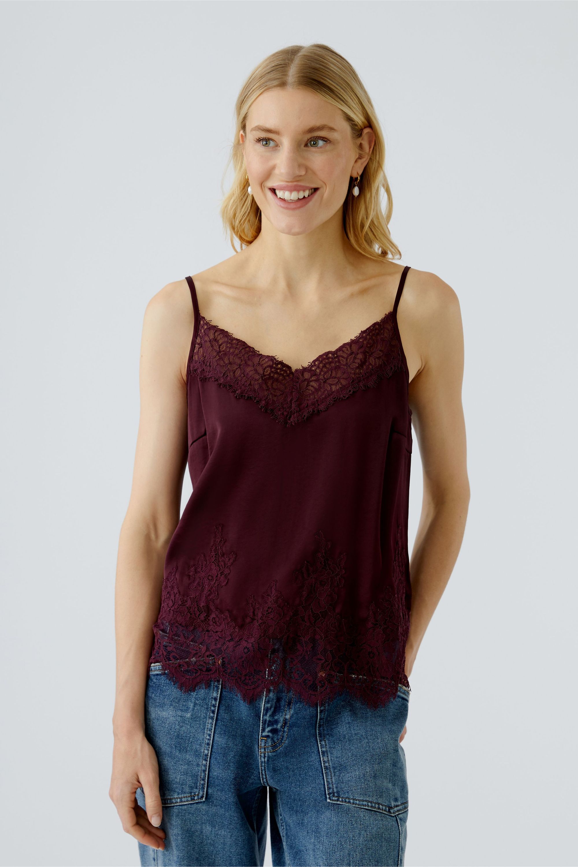 Spitzentop aus Viskosemix - 3912-bramble berry - Violett