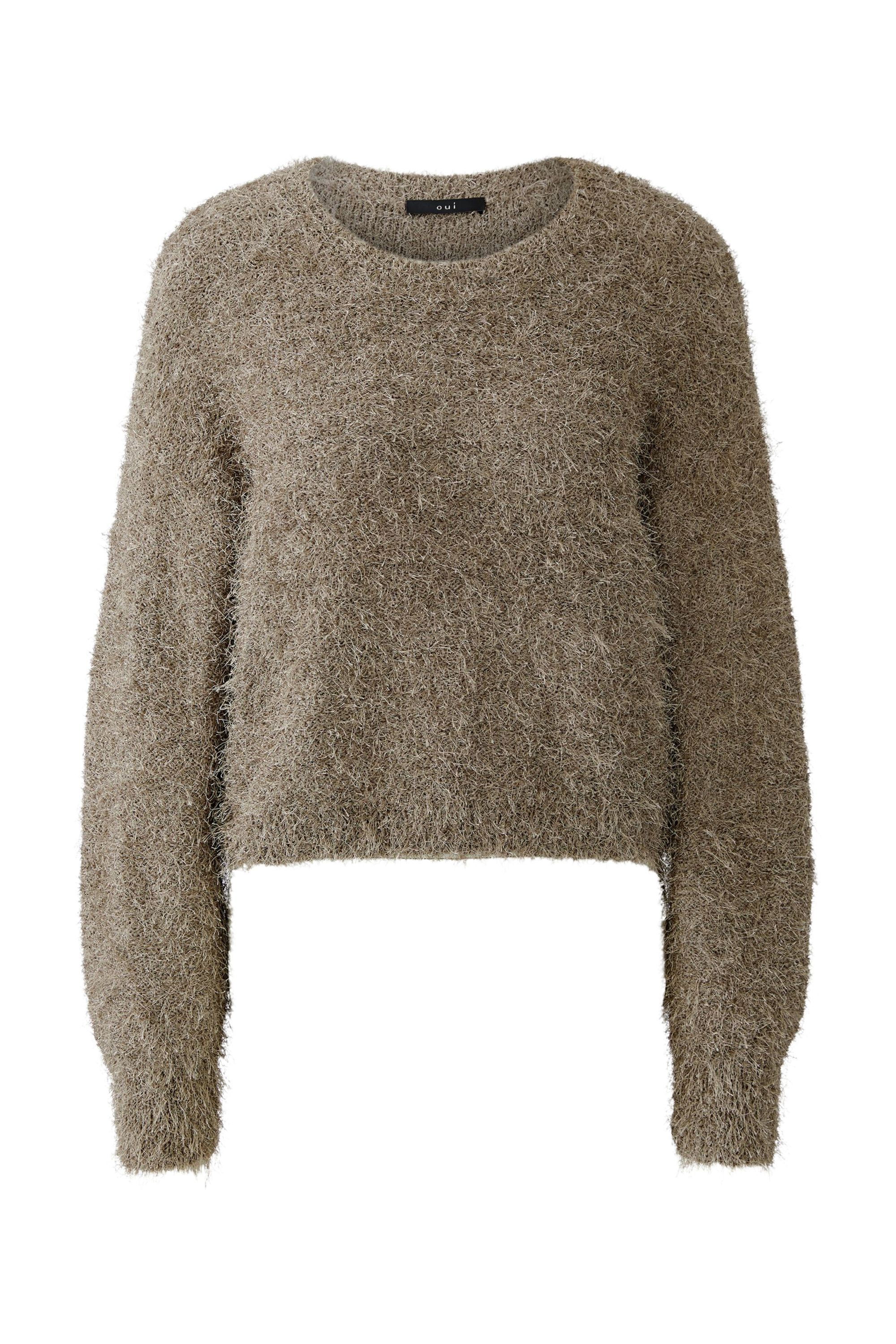 Strickpullover mit Fransen - 8151-smokey taupe - Braun