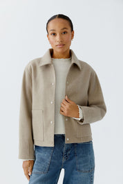 Wolljacke Relaxed Fit - 8139-taupe - Beige