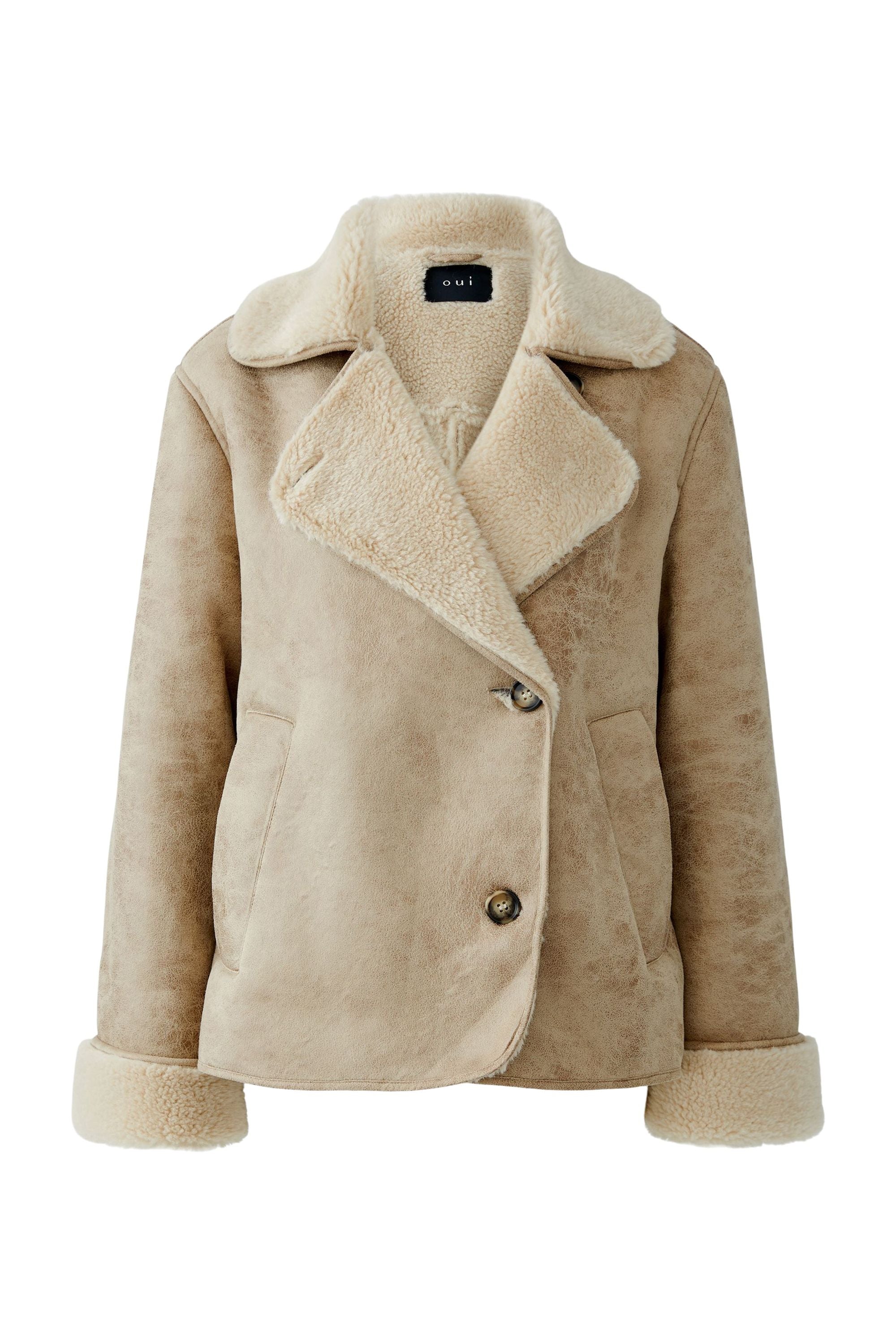 Übergangsjacke aus Kunstleder - 7352-stone - Beige
