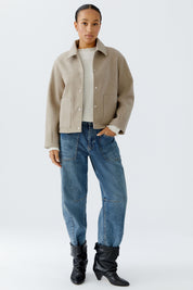 Wolljacke Relaxed Fit - 8139-taupe - Beige