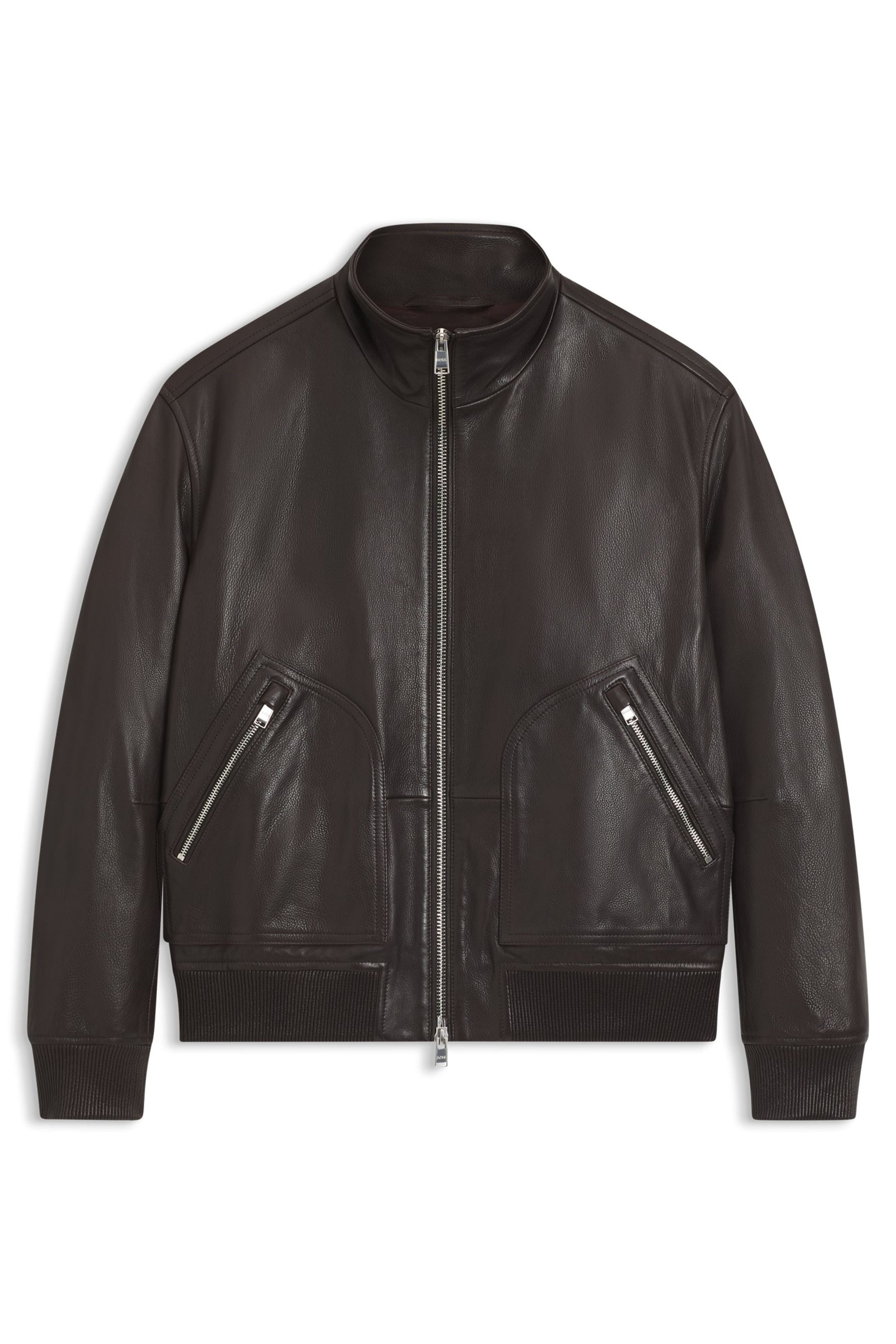 Lederjacke mit Stehkragen - 202-Dark Brown - Braun