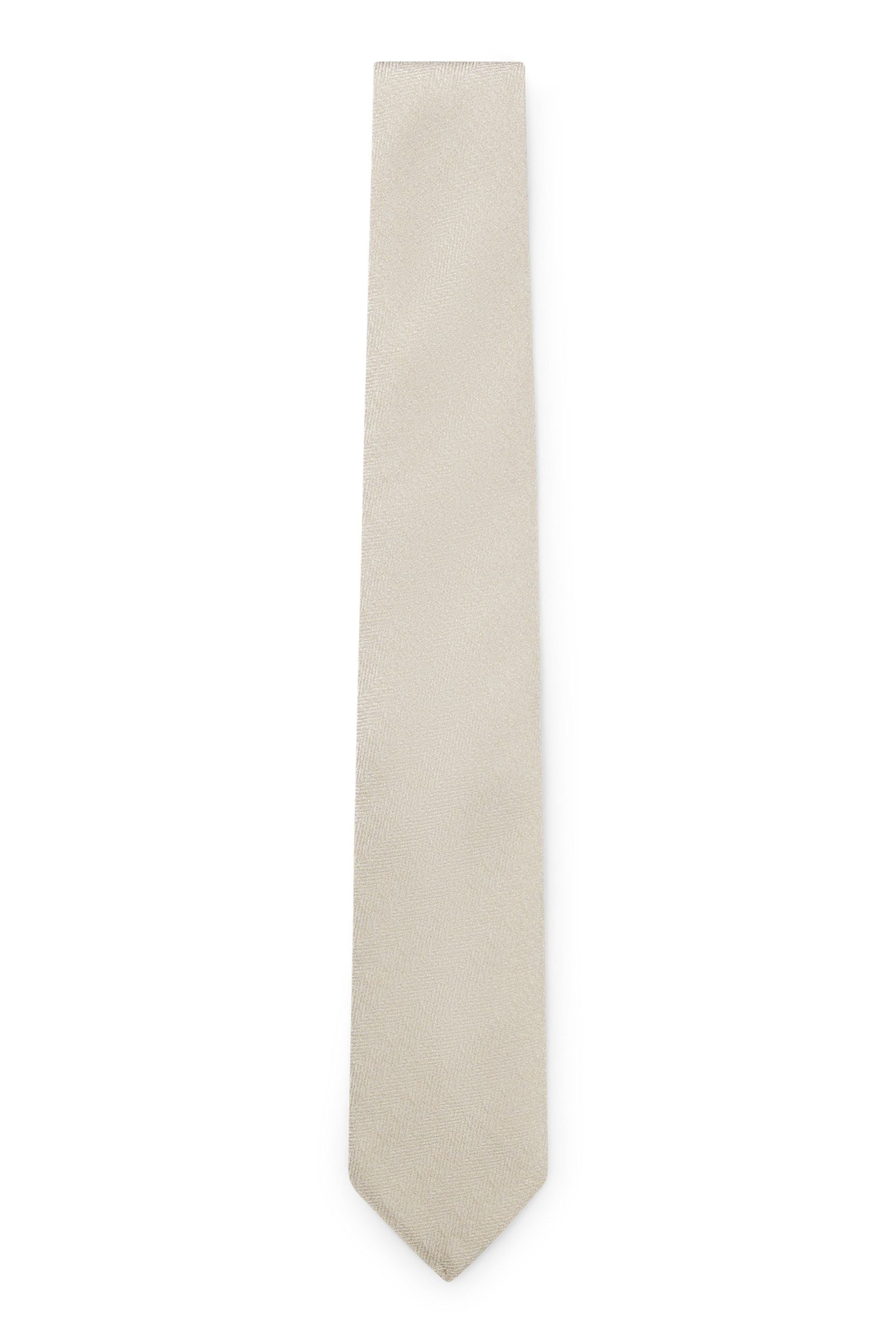 Krawatte 7,5cm aus Seidenmix - 131-Open White - Grau