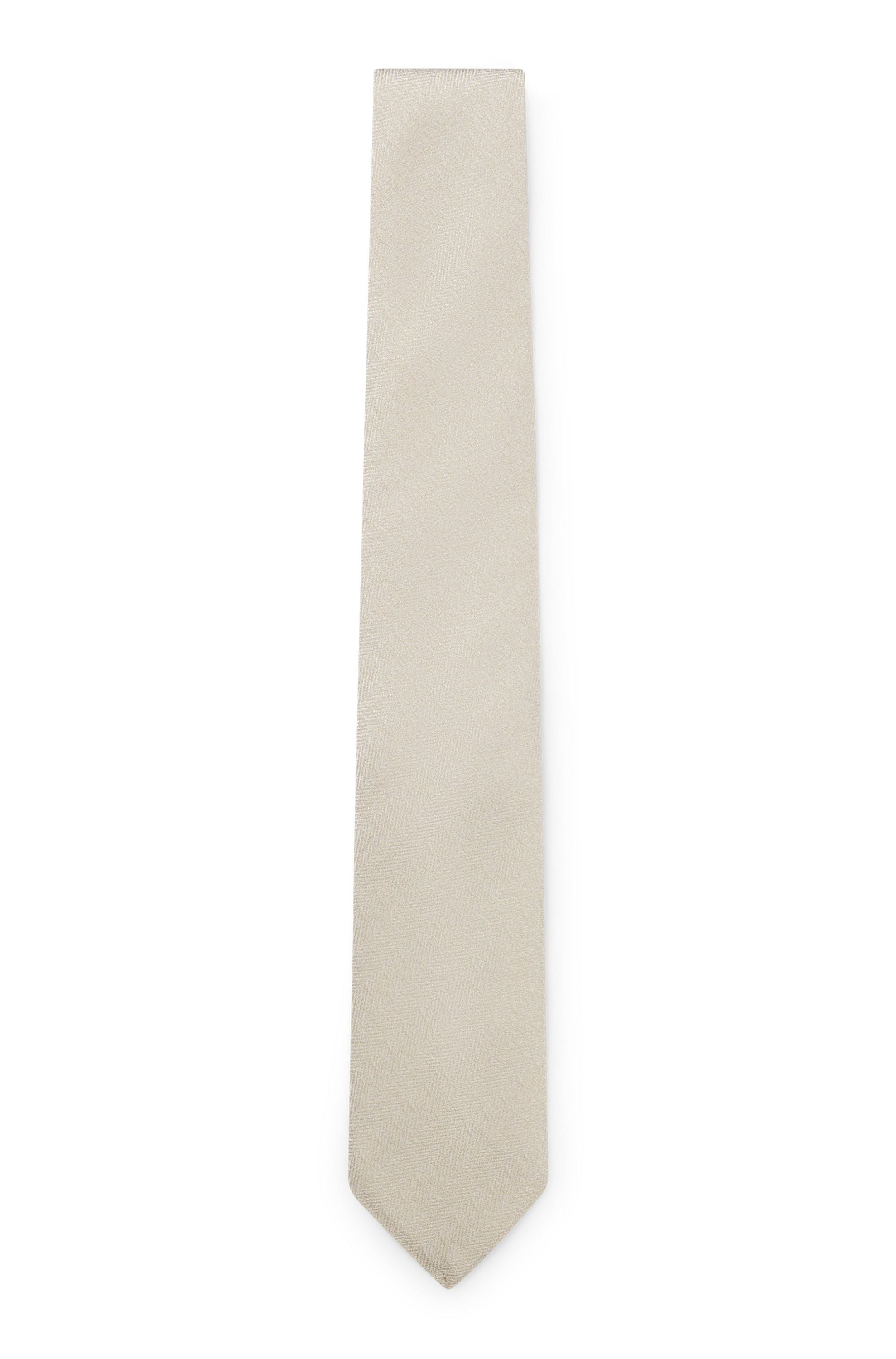 Krawatte 7,5cm aus Seidenmix - 131-Open White - Grau