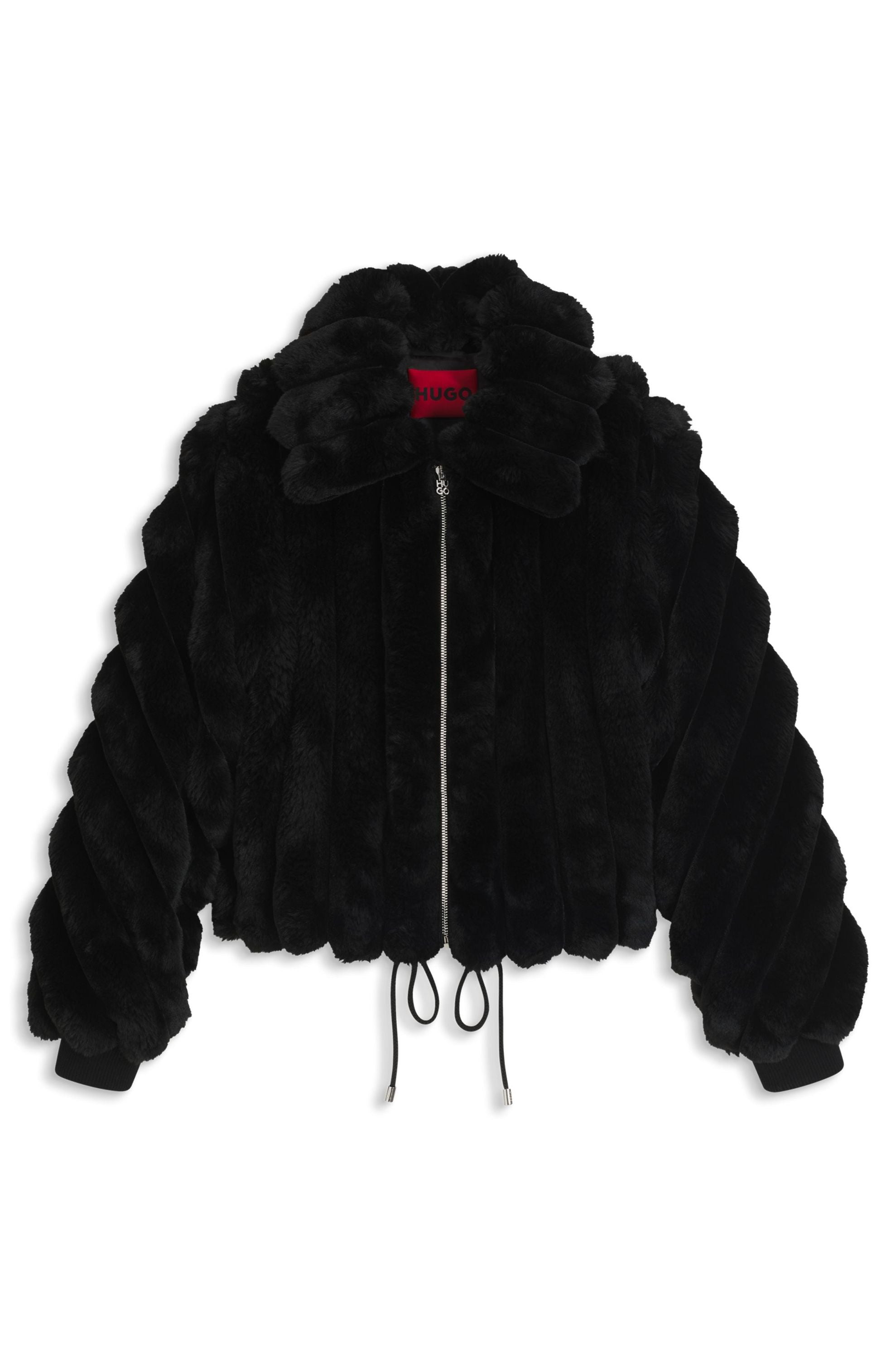Übergangsjacke FLORIANE aus Fake Fur - 001-Black - Schwarz