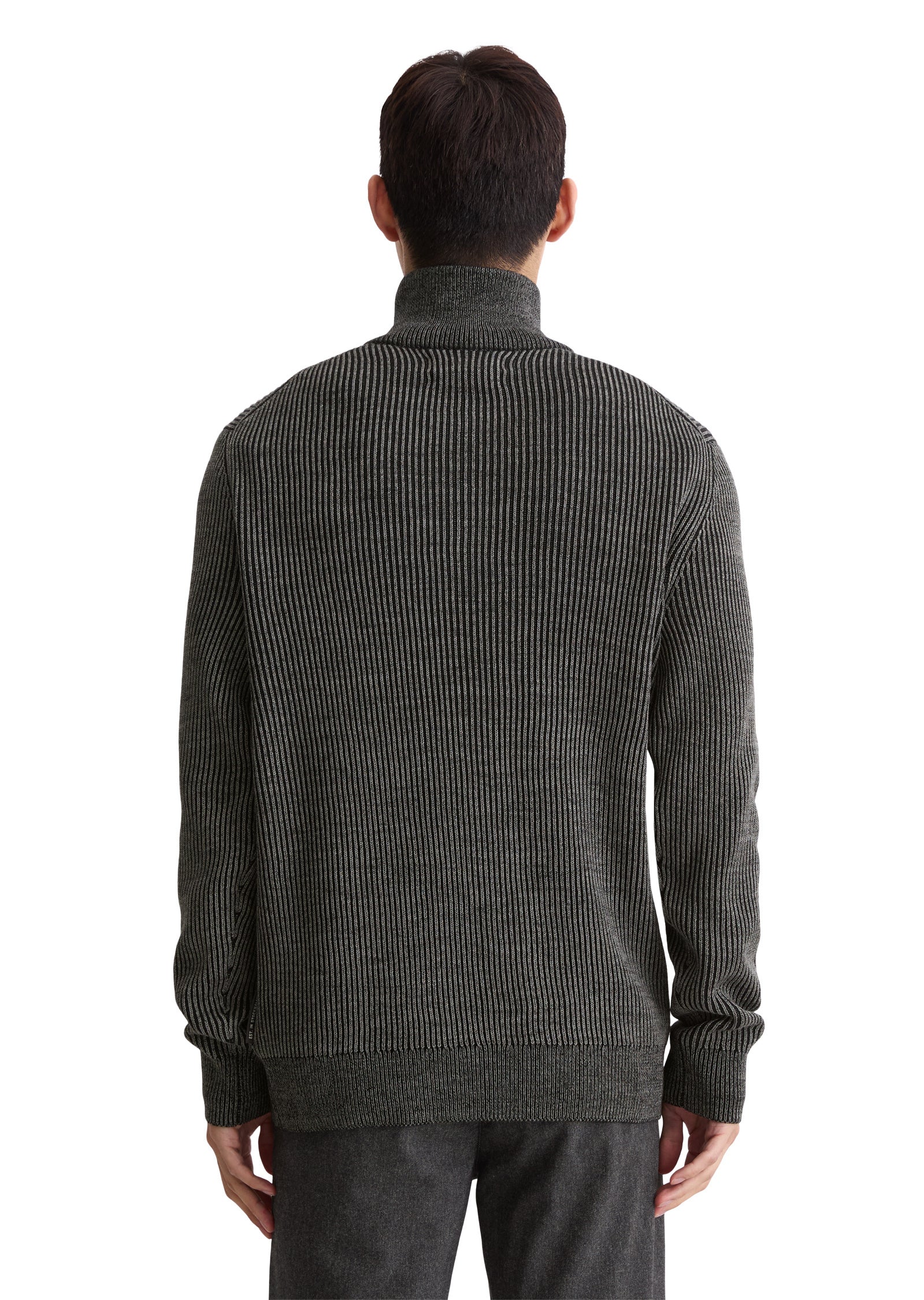 Strickpullover mit Troyerkragen - Z51-multi/heavy knit - Grau
