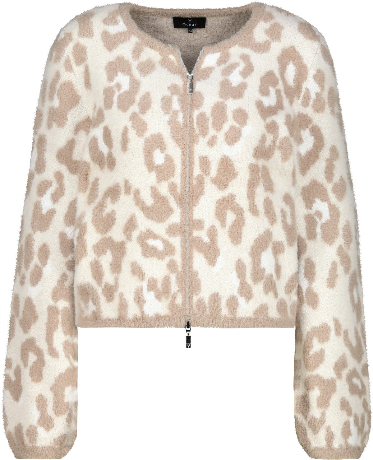 Strickjacke mit Leoprint - 519 truffle gemustert - Beige
