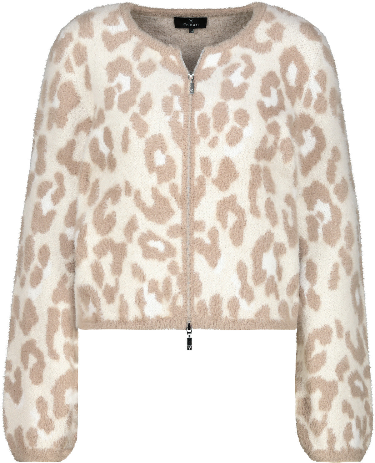 Strickjacke mit Leoprint - 519 truffle gemustert - Beige