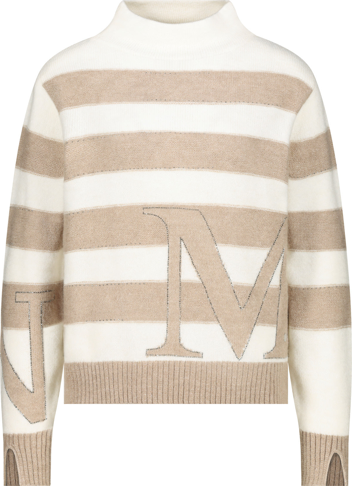 Strickpullover aus Viskosemix - 518 truffle Ringel - Beige