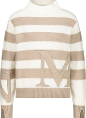 Strickpullover aus Viskosemix - 518 truffle Ringel - Beige