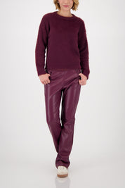 Strickpullover mit Rundhalsausschnitt - 359 bordeaux - Rot