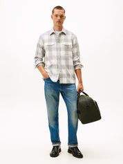 Flannel Hemd Regular Fit - 0QY-WHITE - Grau