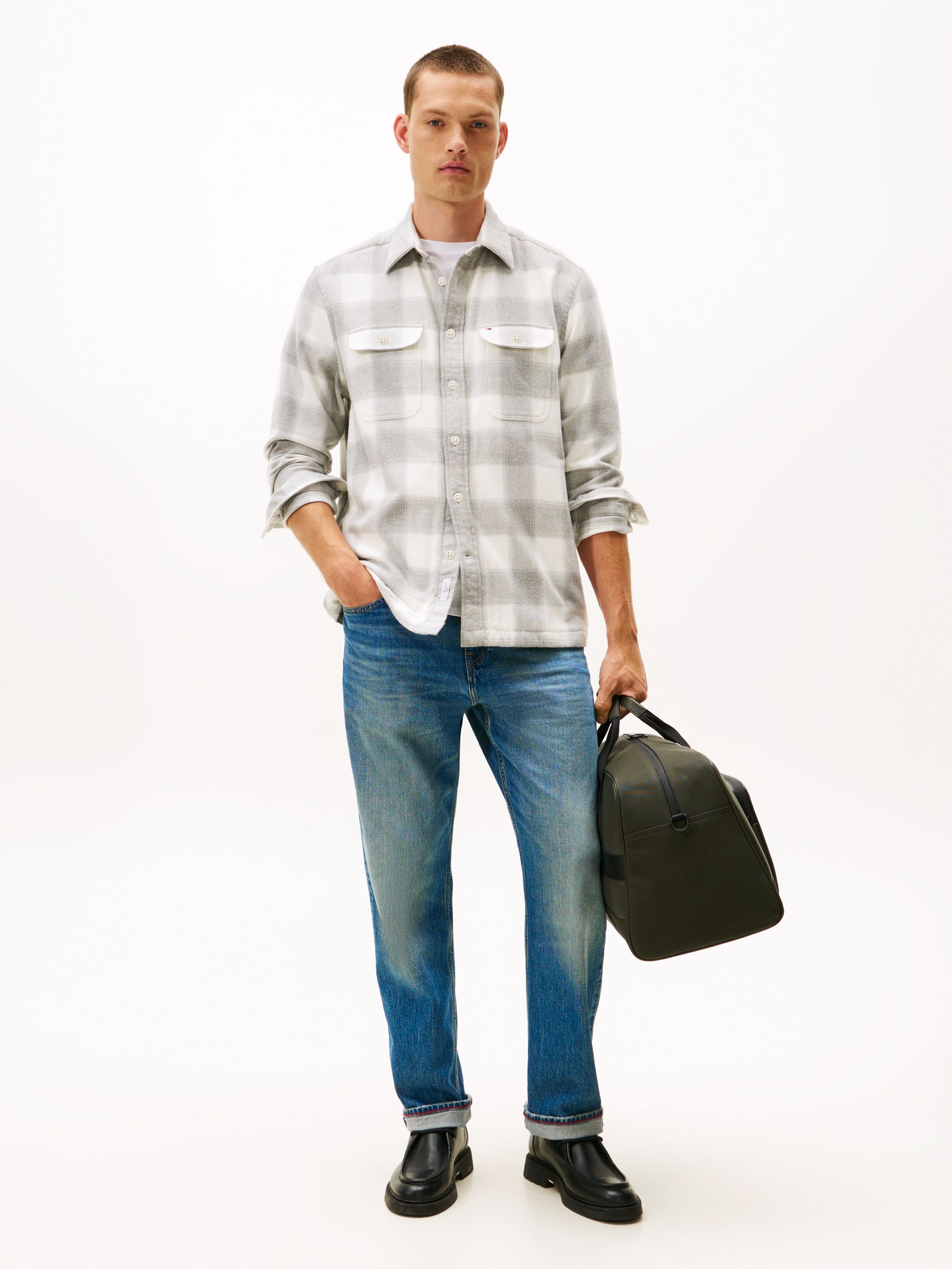 Flannel Hemd Regular Fit - 0QY-WHITE - Grau