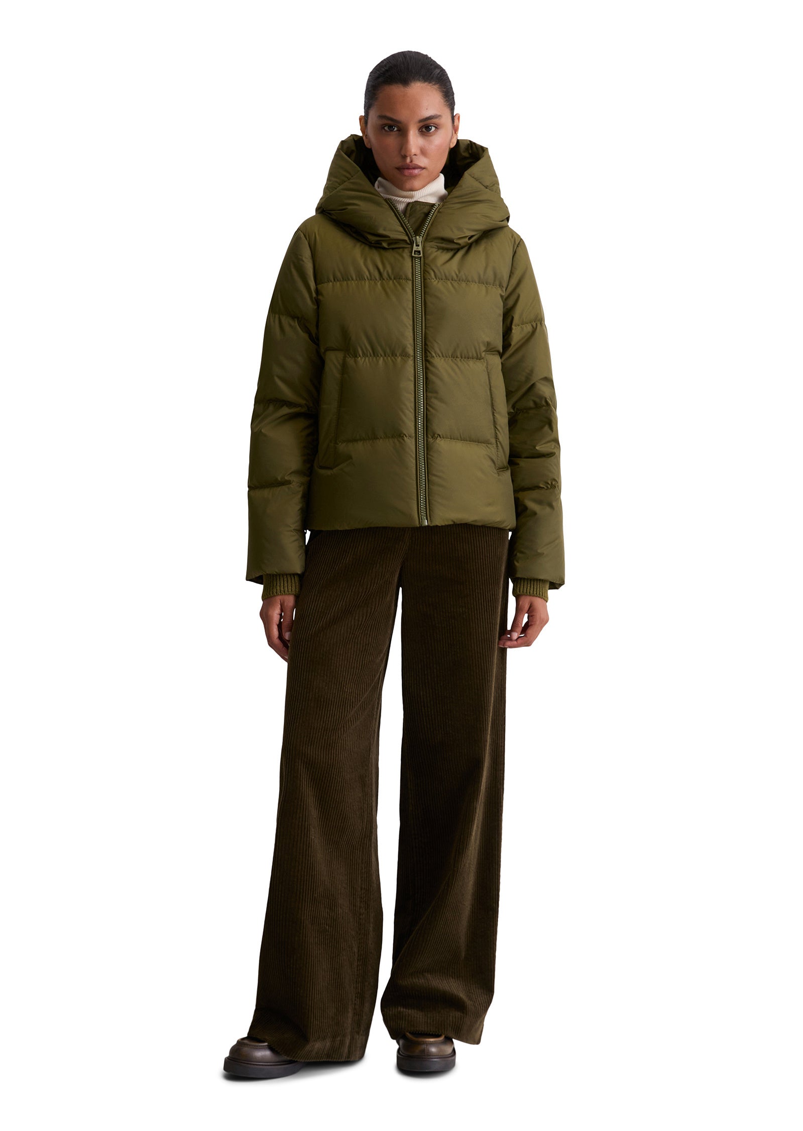 Daunenjacke mit Kapuze - 490-mossy olive - Grün