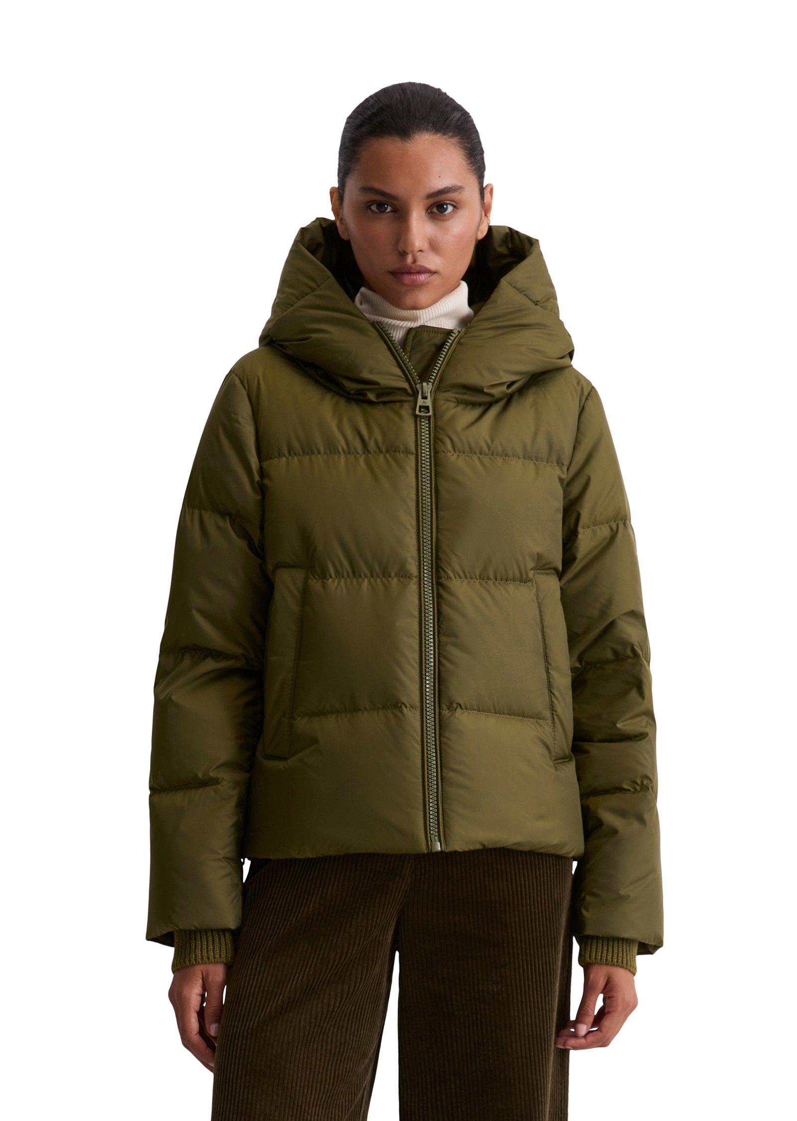 Daunenjacke mit Kapuze - 490-mossy olive - Grün