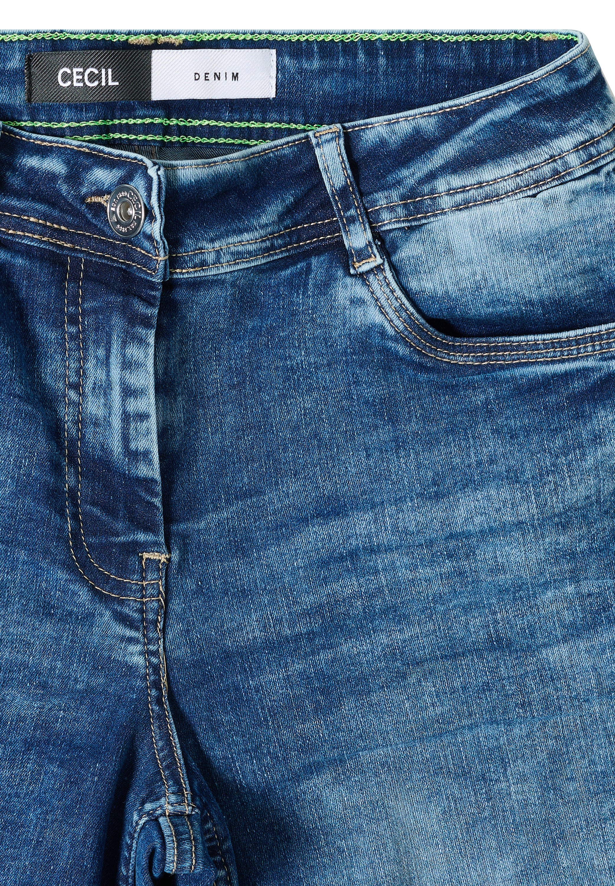 Jeans Wide Leg - 10235 mid blue used wash - Blau