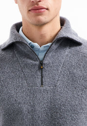Strickpullover mit Troyerkragen - 137-Washed Blue - Blau