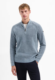 Strickpullover mit Troyerkragen - 138-Dusty Blue - Blau