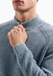 Strickpullover mit Troyerkragen - 138-Dusty Blue - Blau