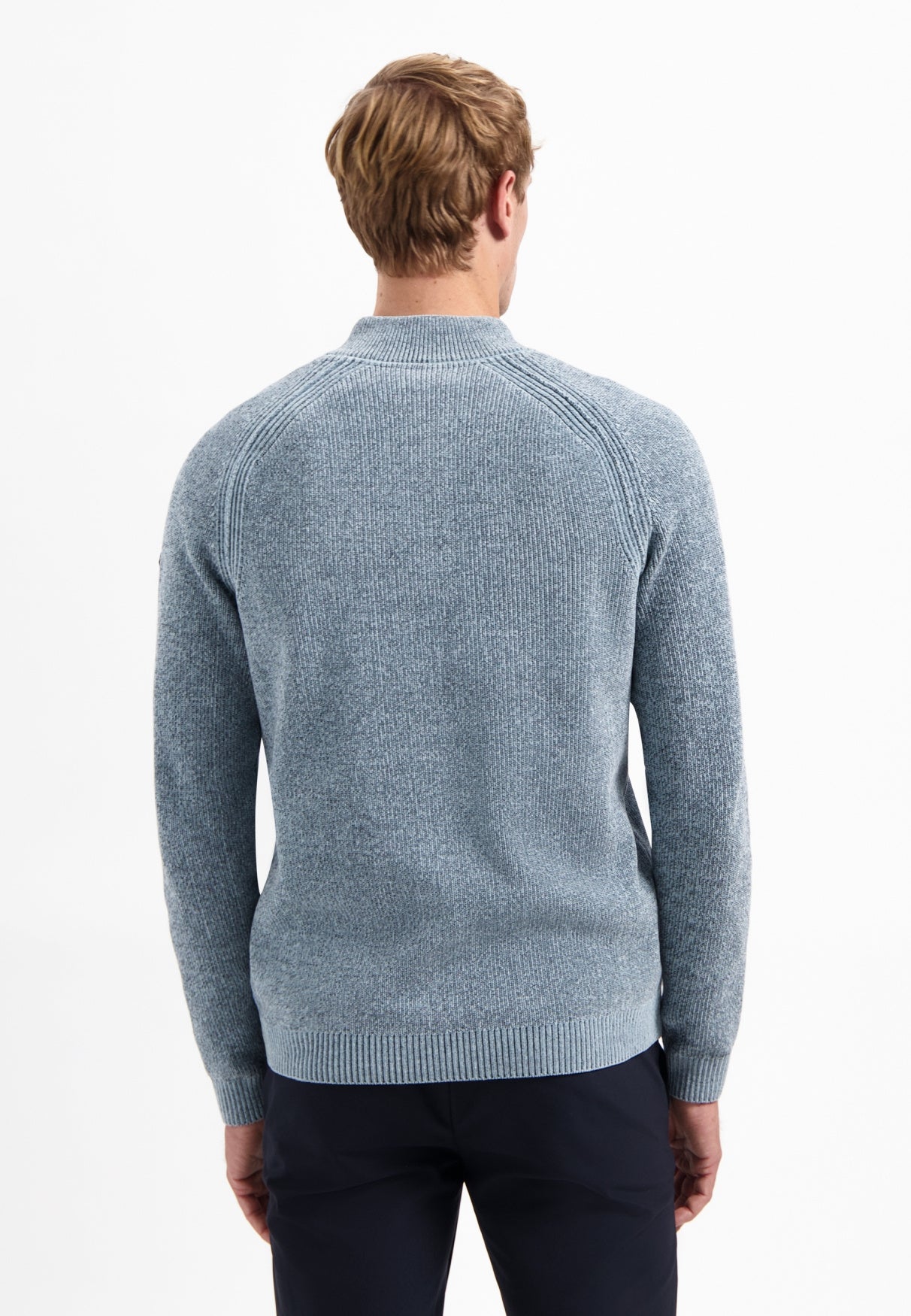 Strickpullover mit Troyerkragen - 138-Dusty Blue - Blau