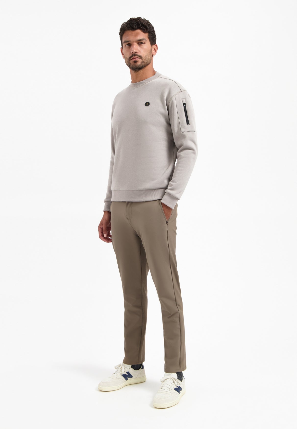 Sweatshirt - 018-Clay - Grau