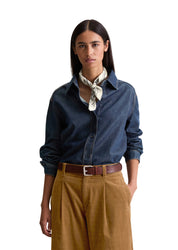 Jeansbluse aus Baumwolle - 4460-Dark Blue_Multi_21 - Blau