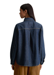 Jeansbluse aus Baumwolle - 4460-Dark Blue_Multi_21 - Blau