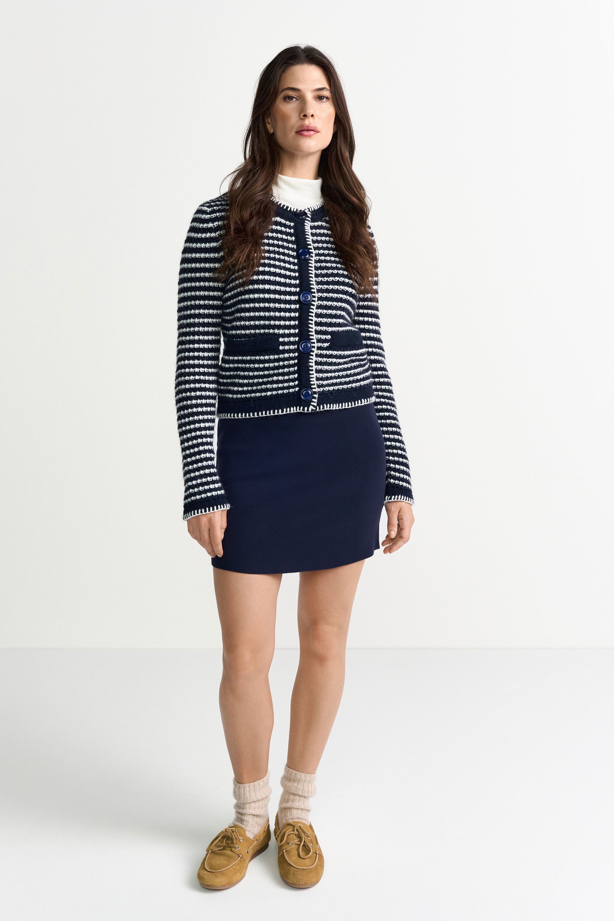 Cardigan# - 781-midnight blue - Blau | Weiß