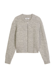 Strickjacke aus Wollmix - 0910-Stone Melange - Grau