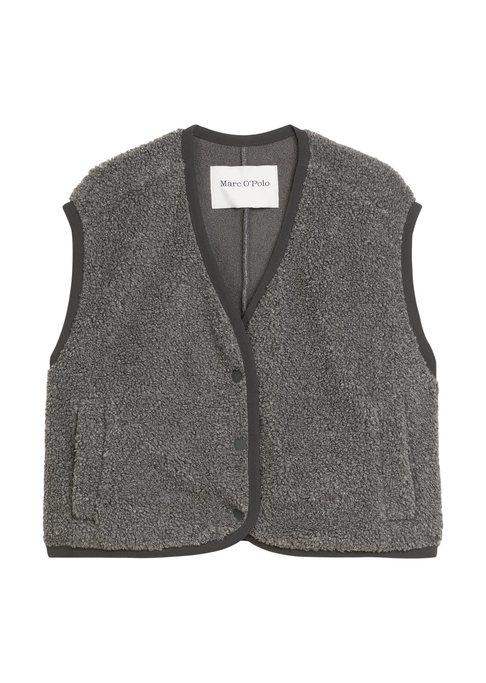 Teddyweste cropped Relaxed Fit - 0500-Anthra Melange - Grau