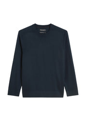 Strickpullover aus Schurwolle - 898-dark navy - Blau