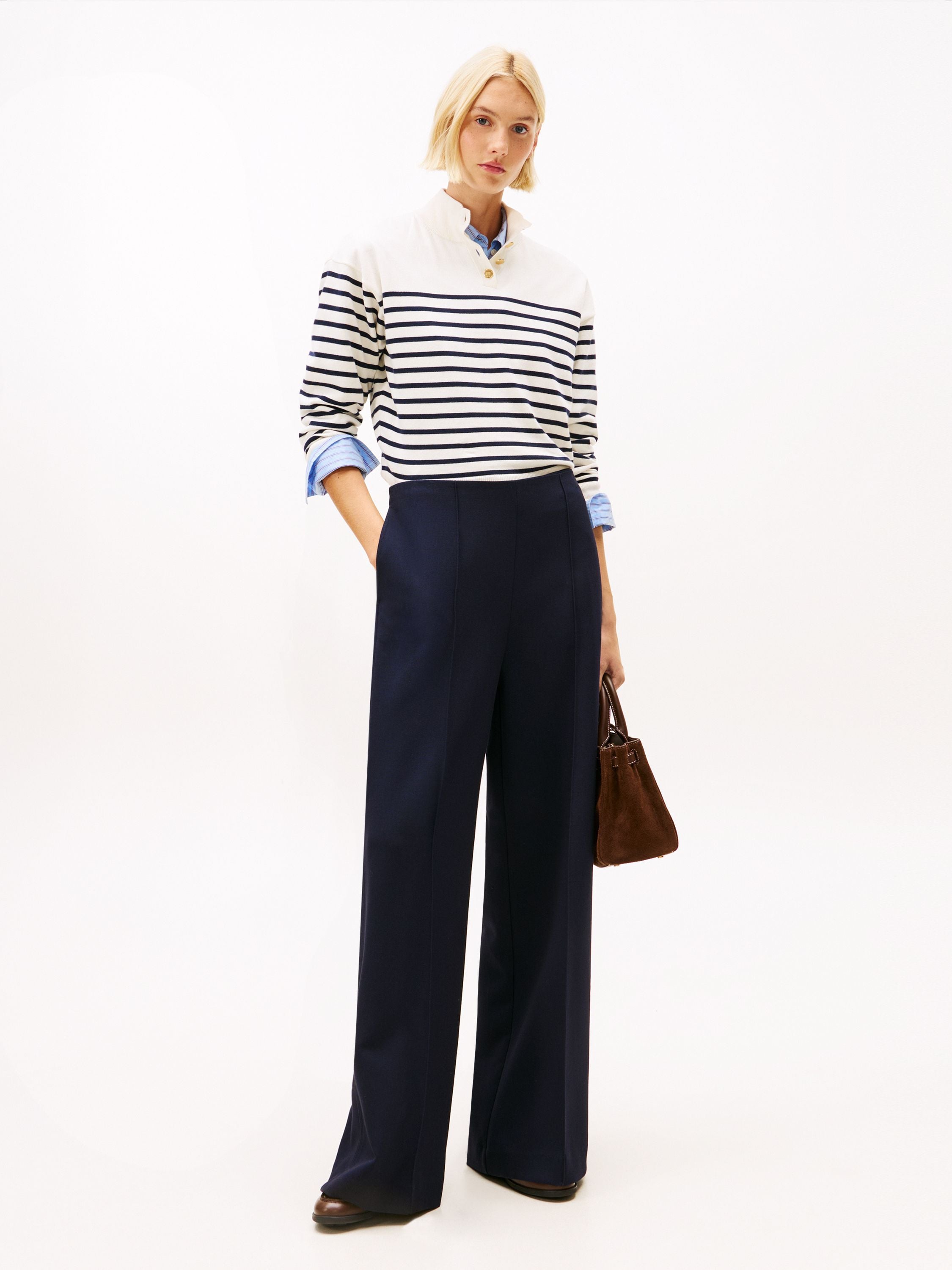 Bundfaltenhose Wide Leg - C1G-BLUE - Blau