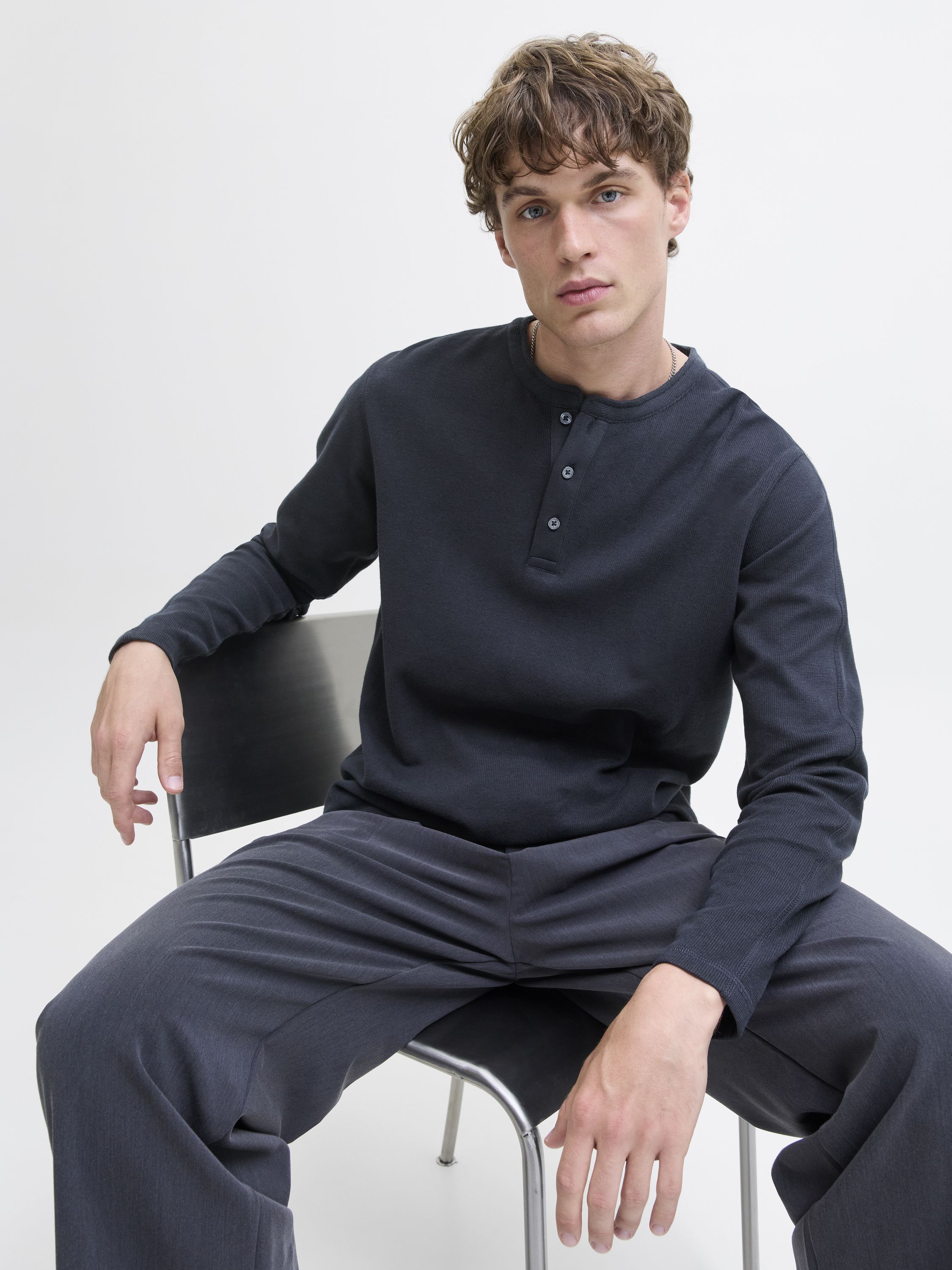 Langarmshirt aus Baumwolle - Dark Navy - Blau