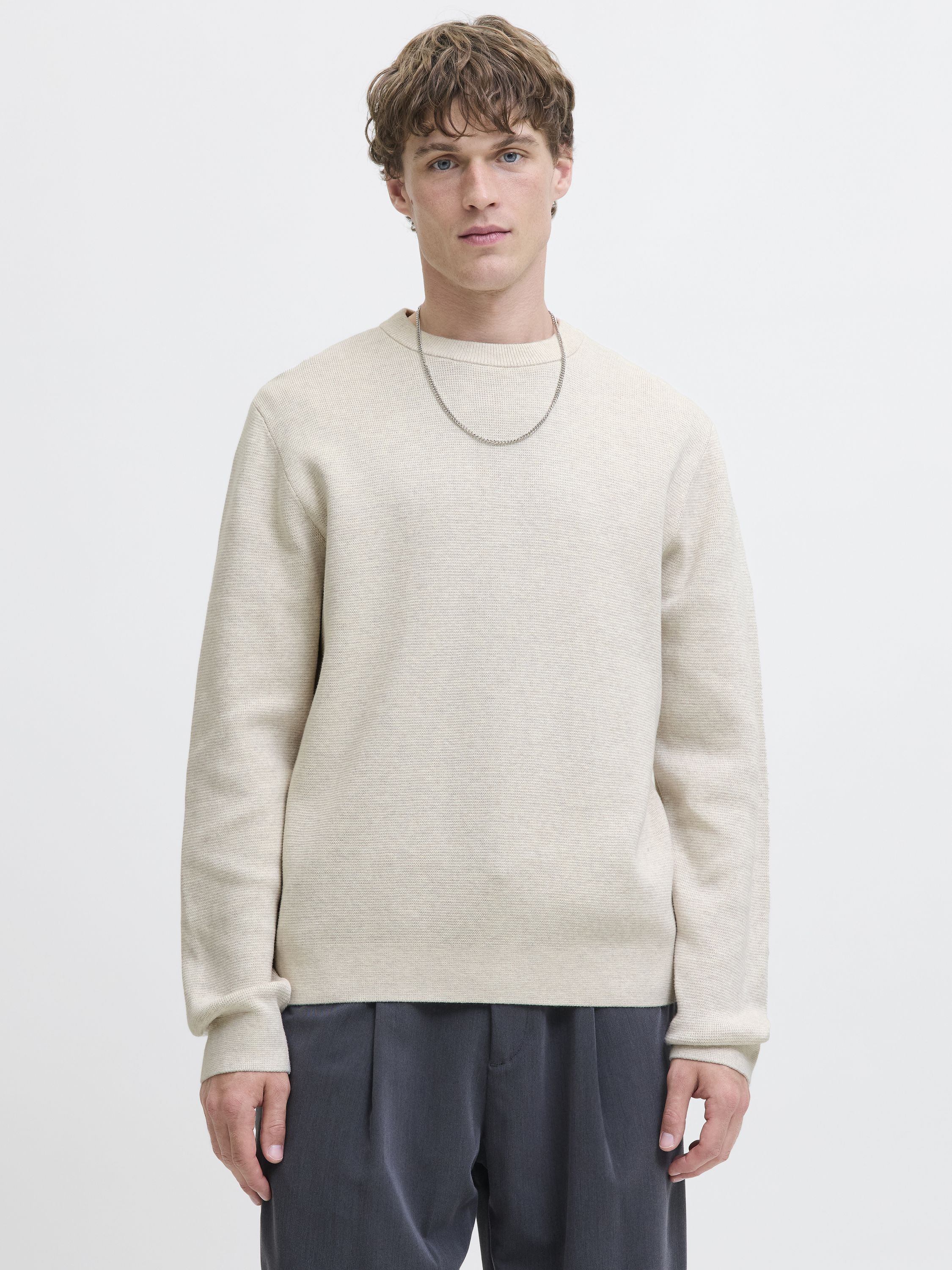 Strickpullover aus Baumwolle - Cloud Dancer/Melange - Creme